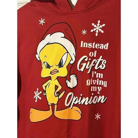 Looney Tunes Girls Small‎ 3-5 Red Christmas Tweety Sweatshirt Funny - Picture 1 of 6